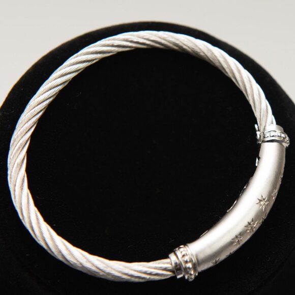 Gabriel & Co. 925 Silver Hampton Stainless Steel Bangle Bracelet - Picture 4 of 7